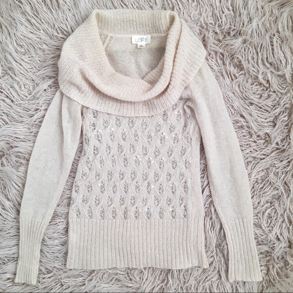 LOFT mohair cowl neck beaded sweater - Picture 2 of 8